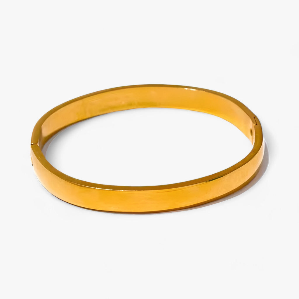 Gladde ronde armband in 18K goudkleurig roestvrij staal