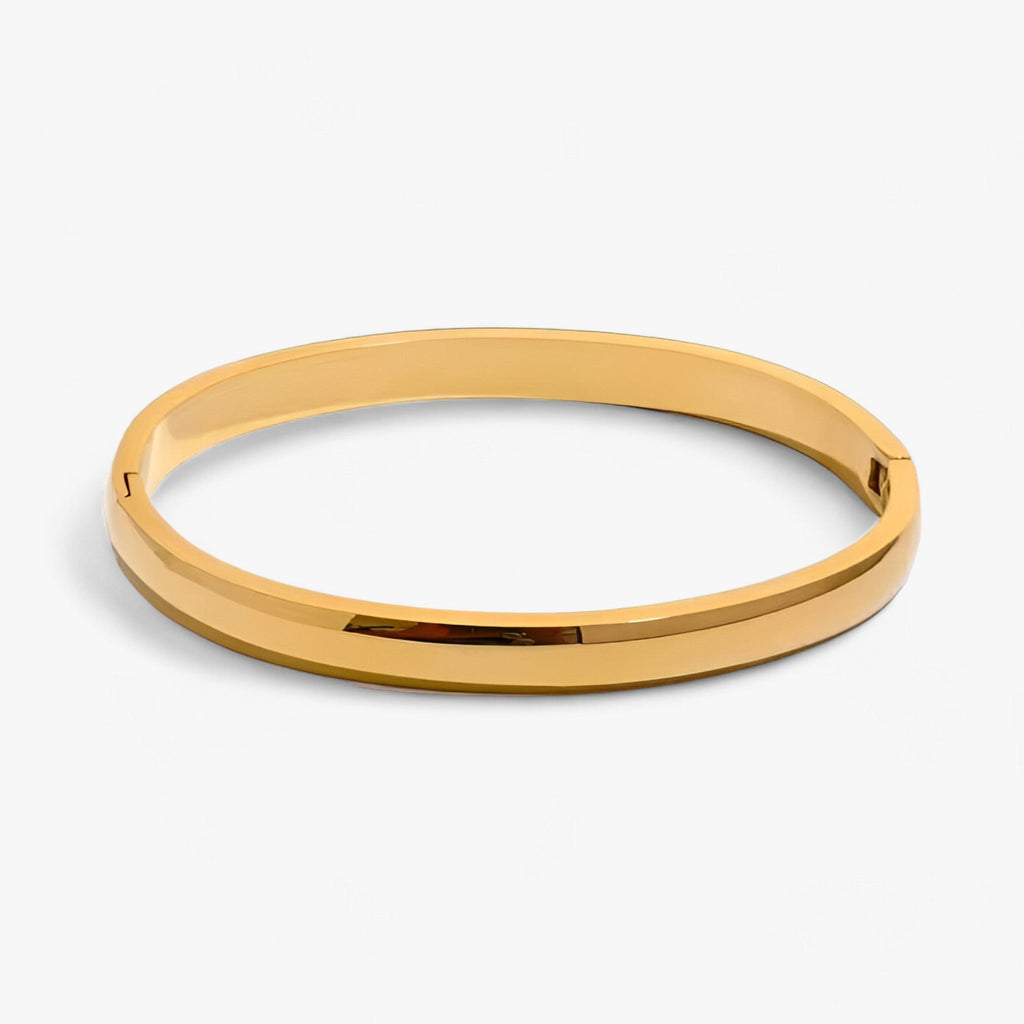 Gladde ronde armband in 18K goudkleurig roestvrij staal