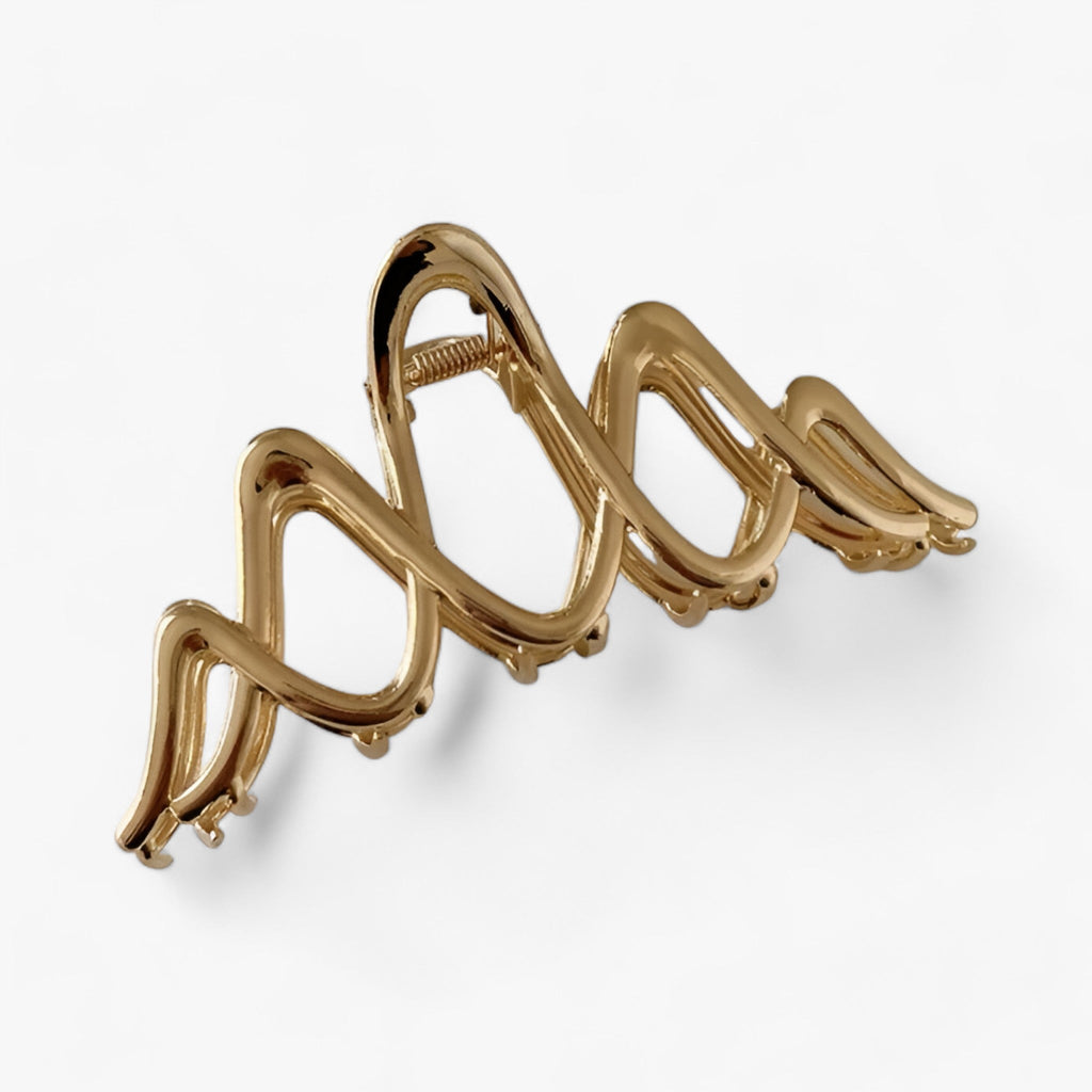 Wide Geometric Hair Clip in Gold-Tone Metal