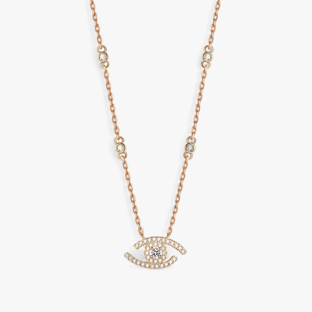 Set met ketting en armband met oogmotief, zilverkleurig