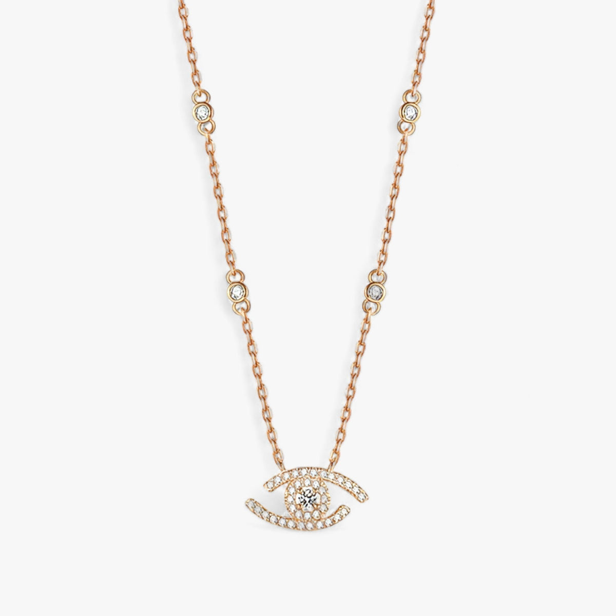 Set met ketting en armband met oogmotief, zilverkleurig