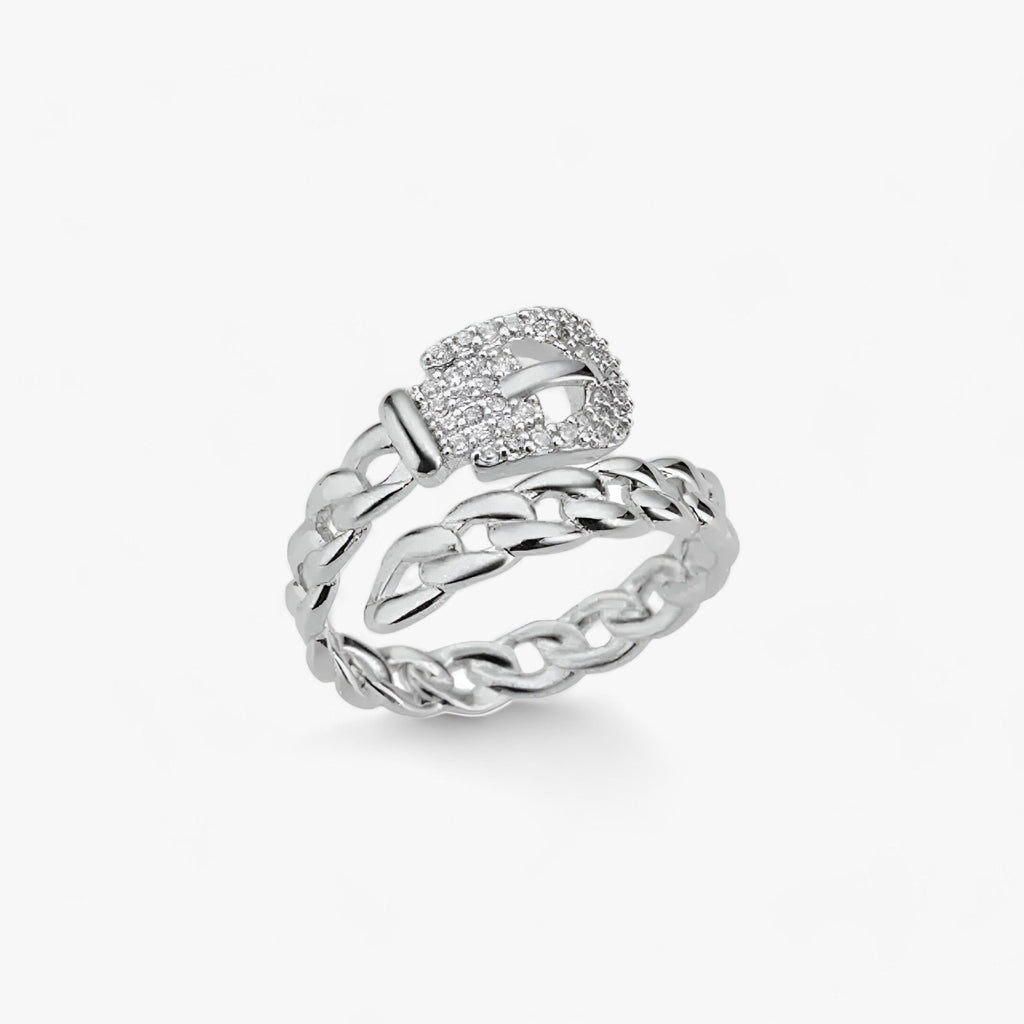 Ring in riemstijl met zirkoon, goudkleurig