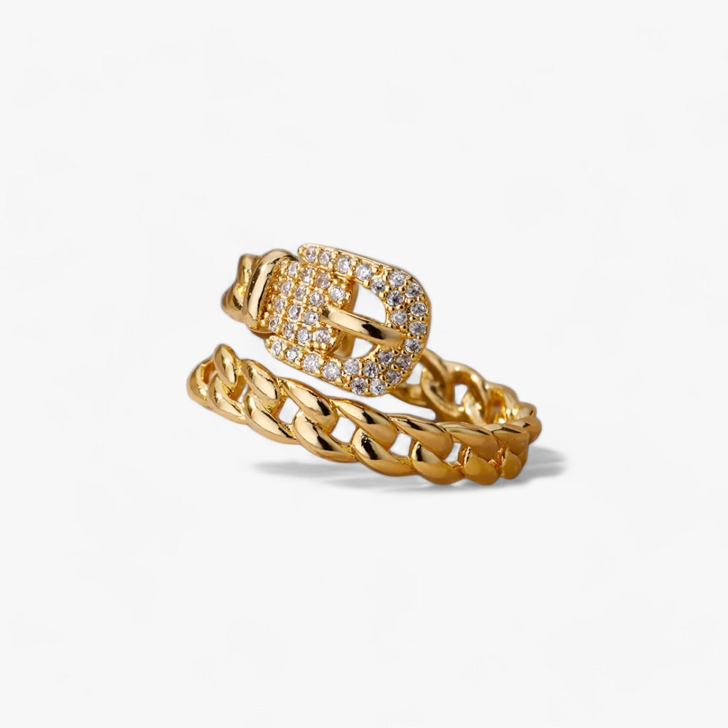 Ring in riemstijl met zirkoon, goudkleurig