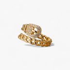 Ring in riemstijl met zirkoon, goudkleurig