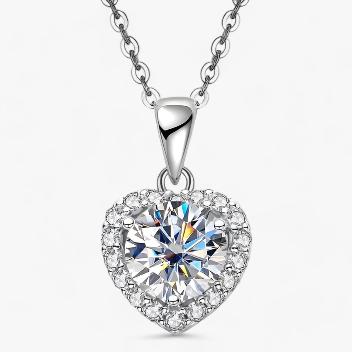 Moissaniet harthanger in sterling zilver
