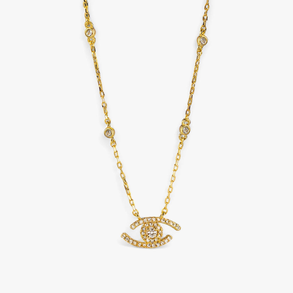 Set met ketting en armband met oogmotief, zilverkleurig