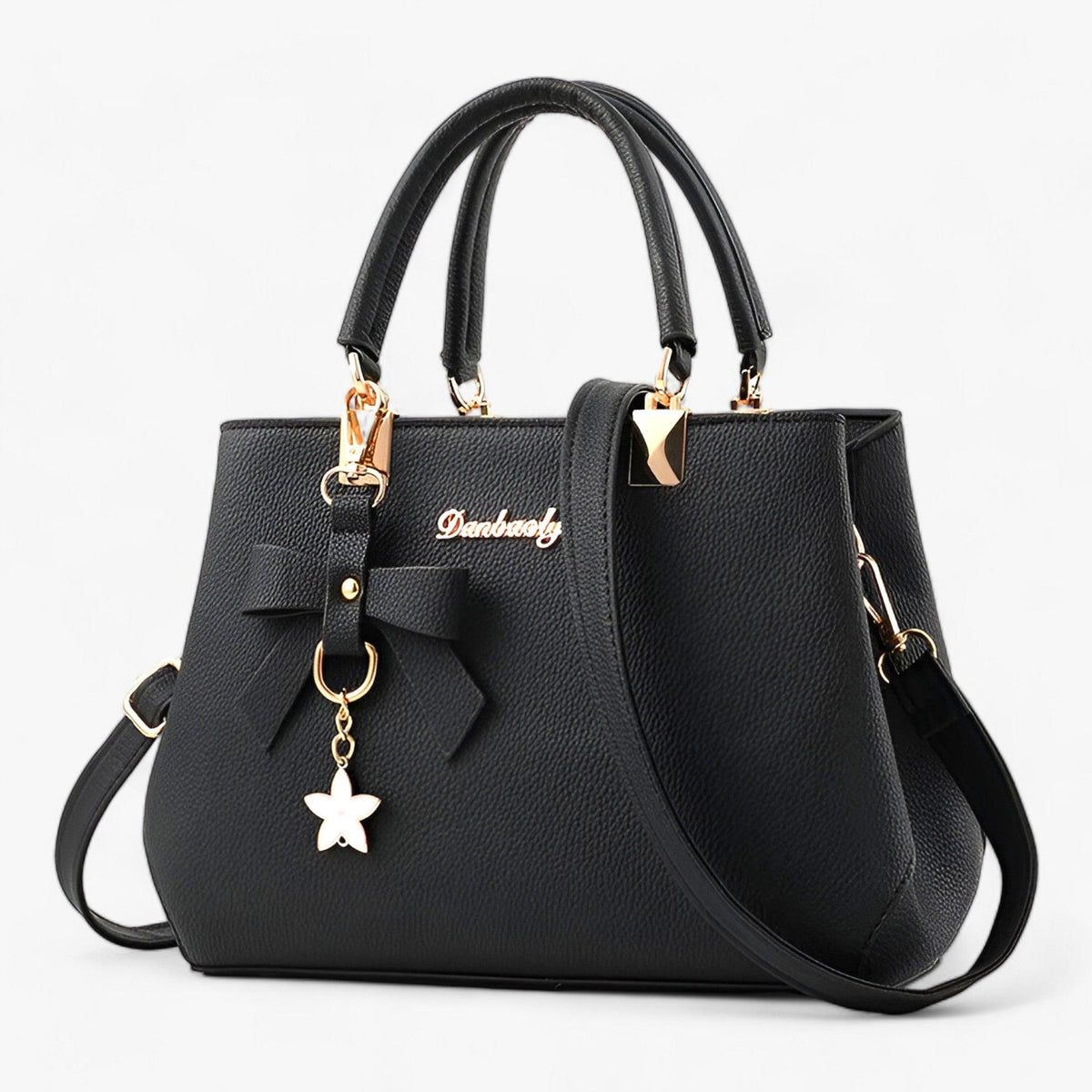 Women's Elegant Handbag and Crossbody Bag with Flower Charm