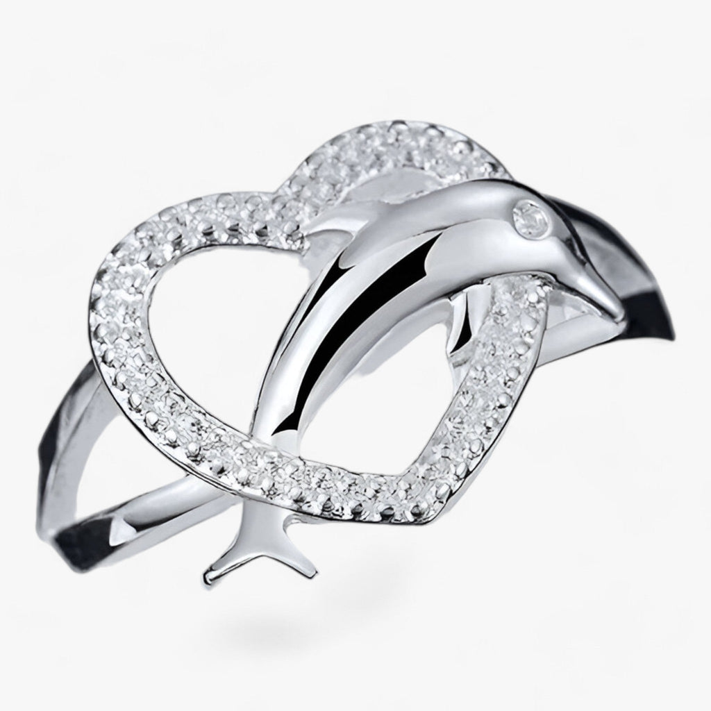 Sterling zilveren hartring met dolfijndetail
