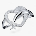 Sterling zilveren hartring met dolfijndetail