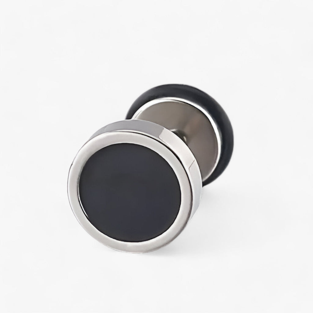 Round Titanium Steel Earrings with Vintage Finish