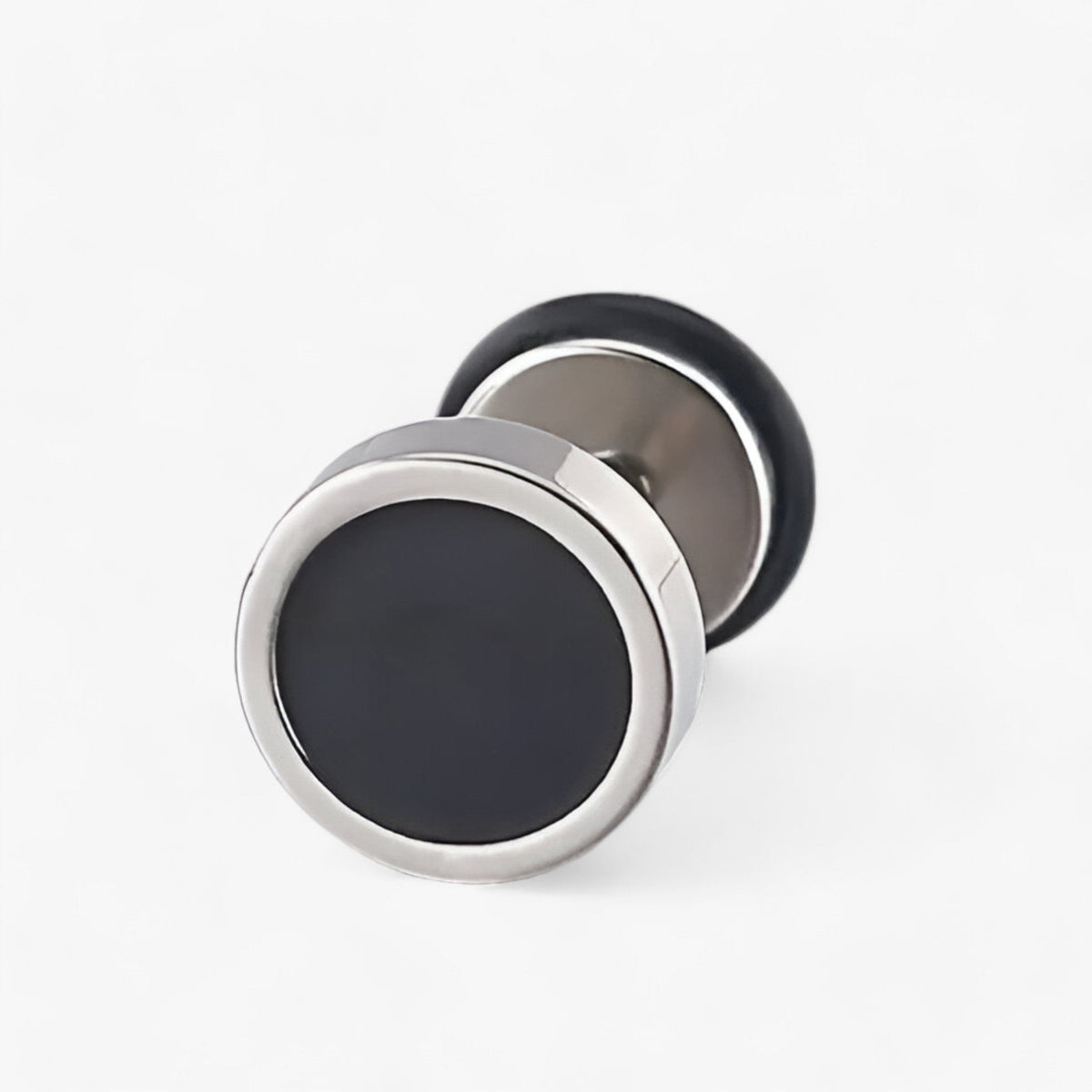 Round Titanium Steel Earrings with Vintage Finish
