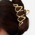 Wide Geometric Hair Clip in Gold-Tone Metal
