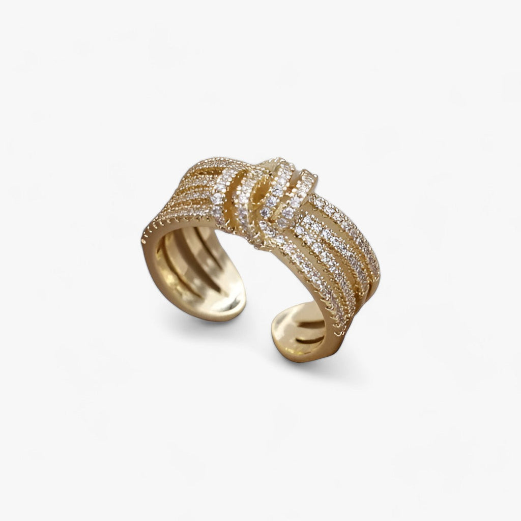 14K vergulde open ring met zirkonia