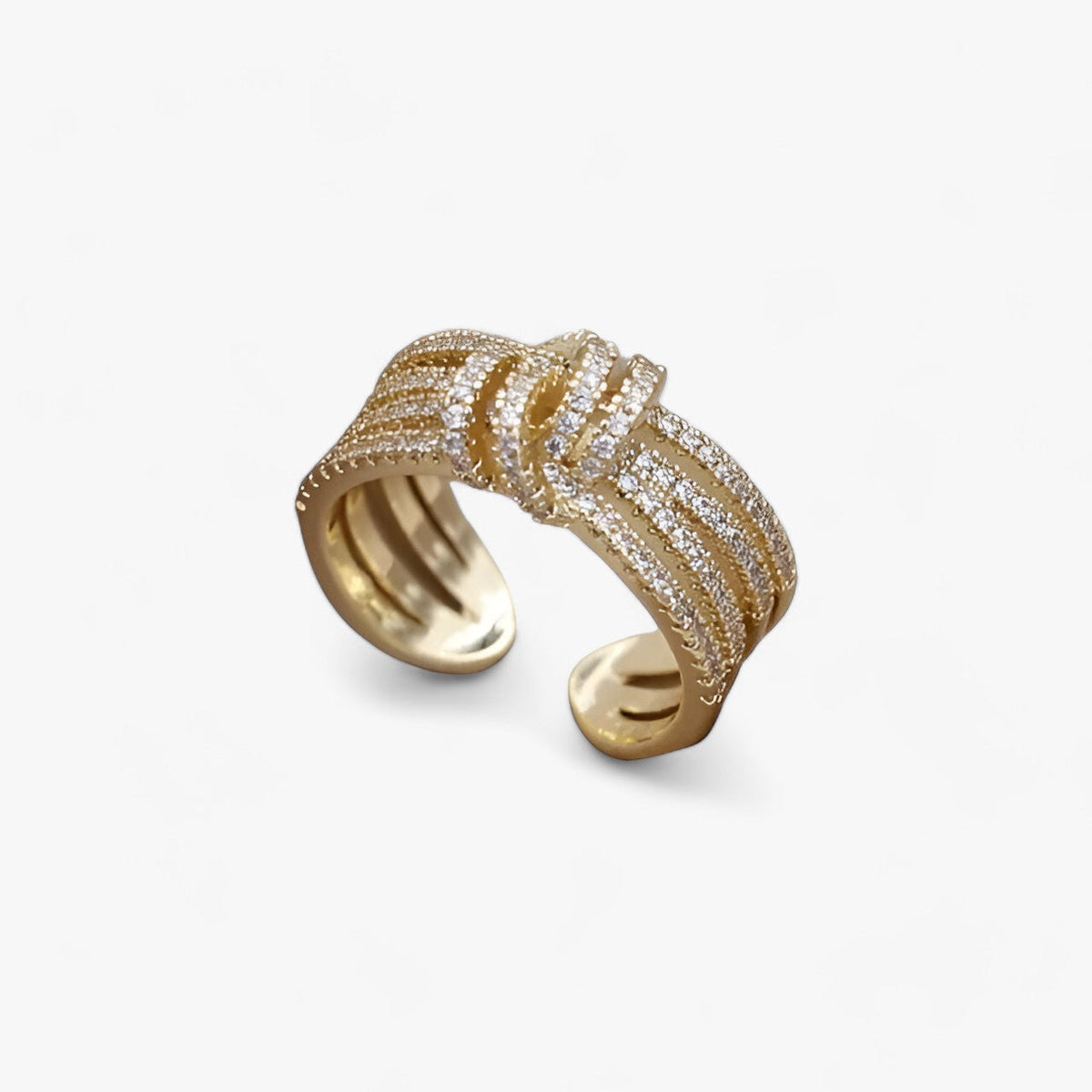14K vergulde open ring met zirkonia