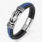 Leather Bracelet with Knotted Stainless Steel Detail