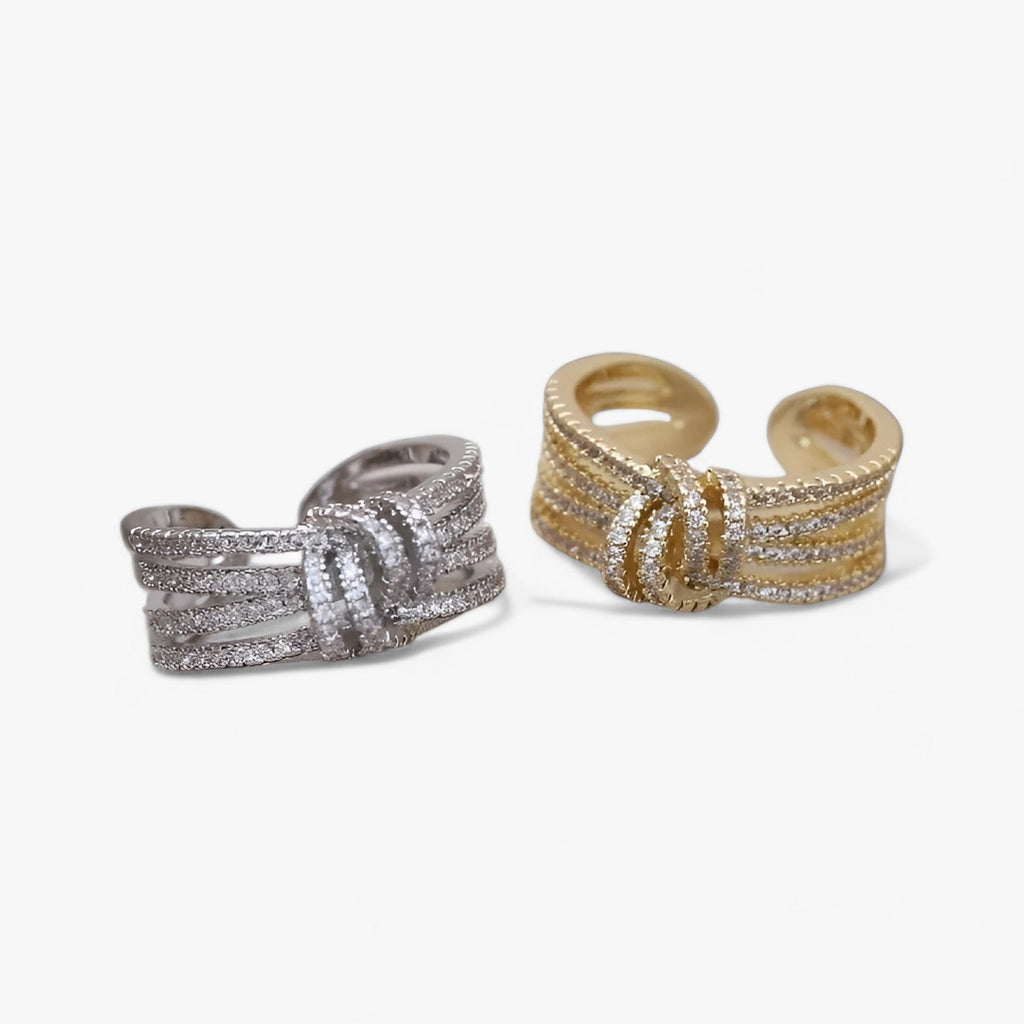 14K vergulde open ring met zirkonia