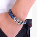 Leather Bracelet with Knotted Stainless Steel Detail