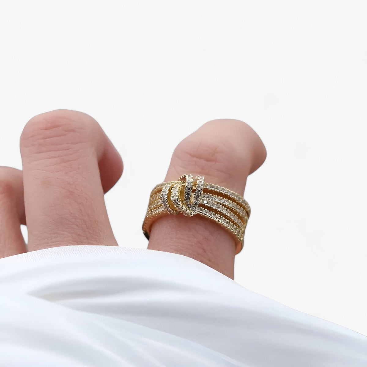 14K vergulde open ring met zirkonia