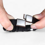 Leather Bracelet with Knotted Stainless Steel Detail