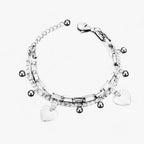 Two-Layer Chain Bracelet with Pearls and Heart Charm