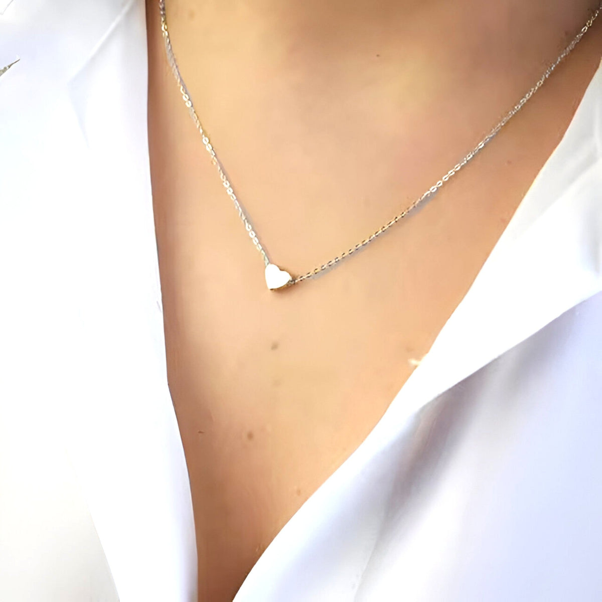 Minimalistische hartketting, sleutelbeenlengte