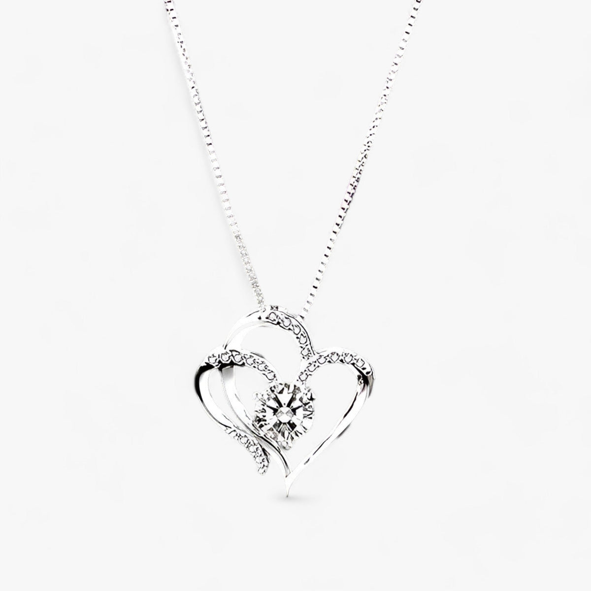Zirkonia hartketting met geschenkdoos, 45 cm