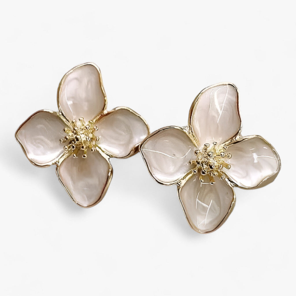 Drop-Glazed Flower Earrings in Red