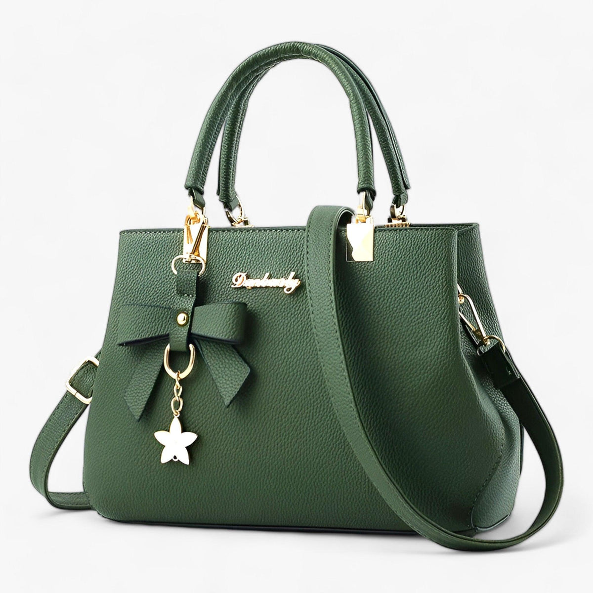 Women's Elegant Handbag and Crossbody Bag with Flower Charm