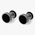 Round Titanium Steel Earrings with Vintage Finish