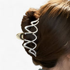 Wide Geometric Hair Clip in Gold-Tone Metal