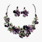Enamel Flower Necklace and Earring Set, 42cm