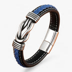 Leather Bracelet with Knotted Stainless Steel Detail