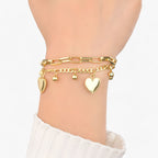 Two-Layer Chain Bracelet with Pearls and Heart Charm