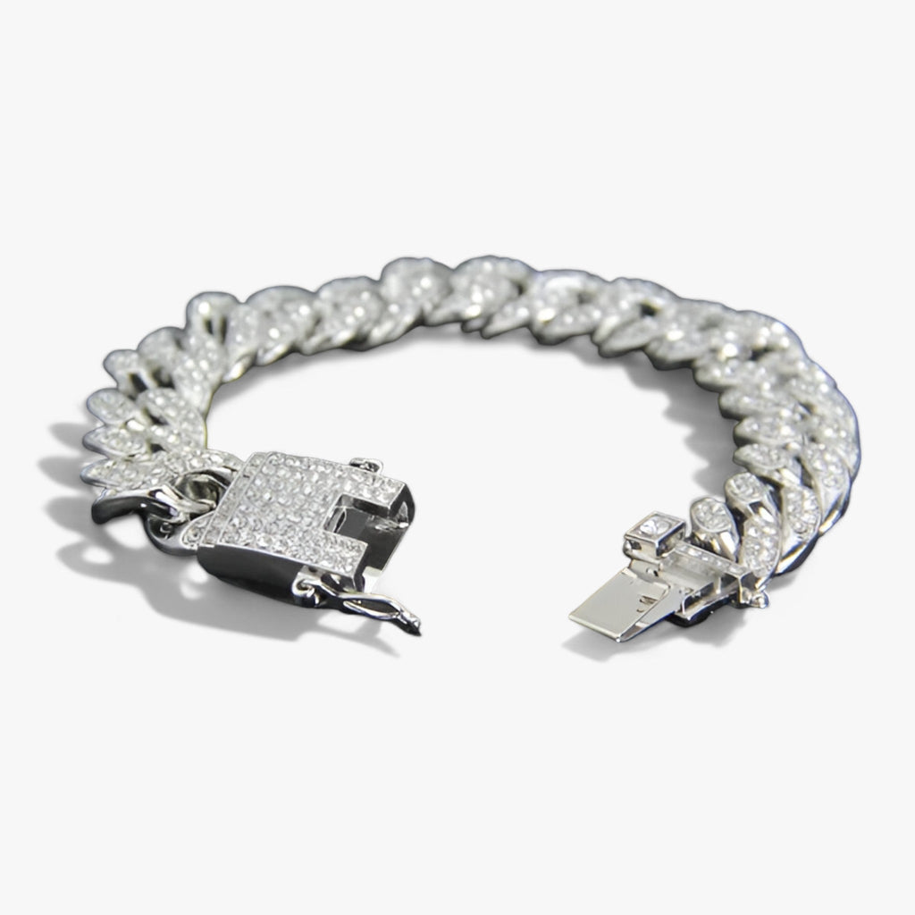 Cubaanse ketting van 12 mm met zirkonia, goudkleurig