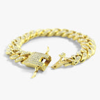 Cubaanse ketting van 12 mm met zirkonia, goudkleurig