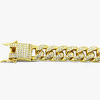Cubaanse ketting van 12 mm met zirkonia, goudkleurig