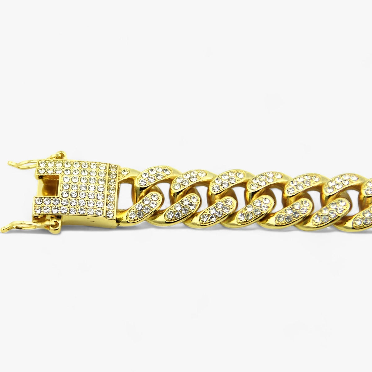 Cubaanse ketting van 12 mm met zirkonia, goudkleurig