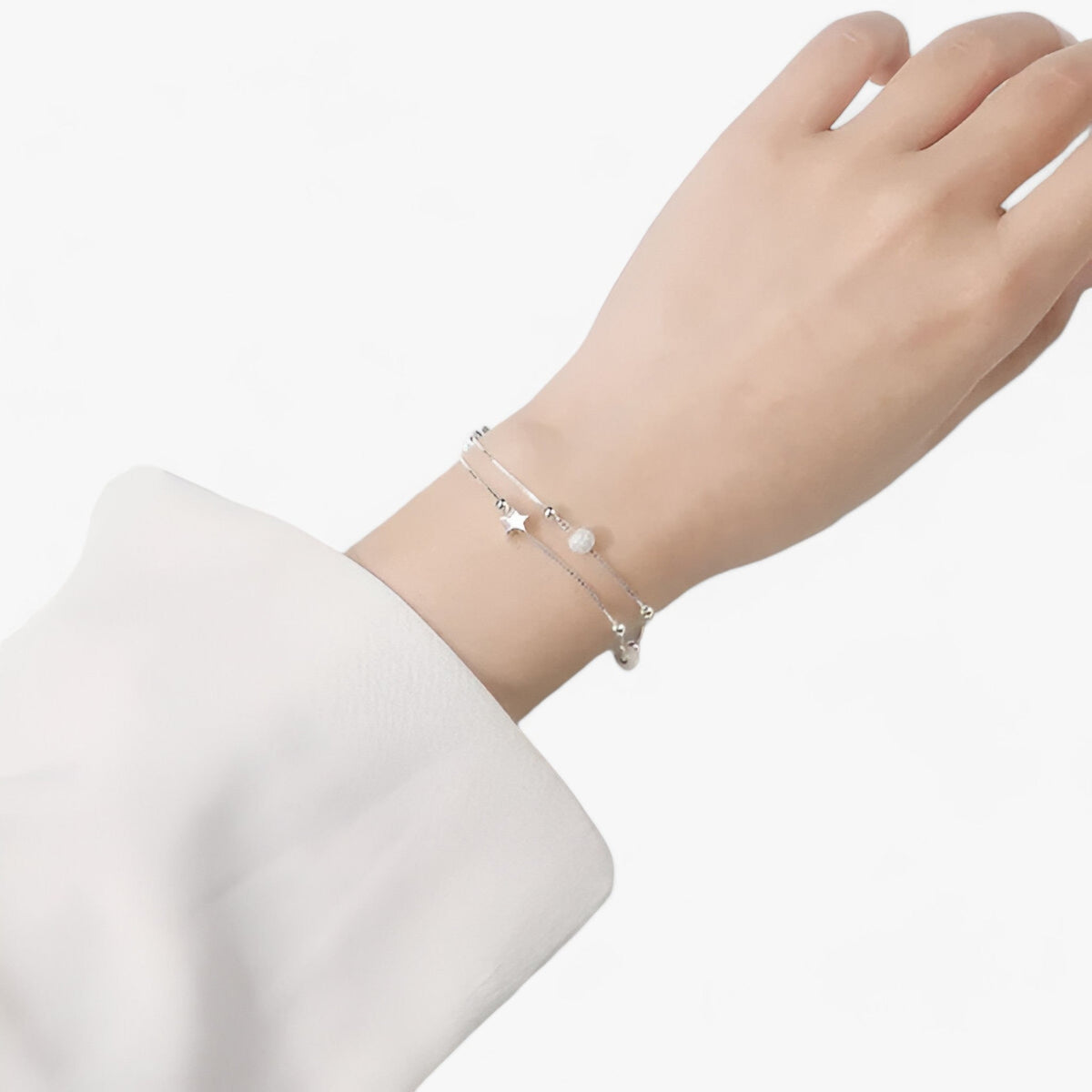 Sterling zilveren armband met sterren, 19 cm