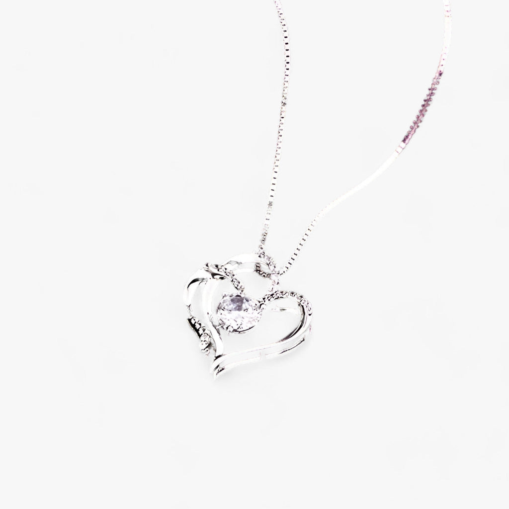 Zirkonia hartketting met geschenkdoos, 45 cm