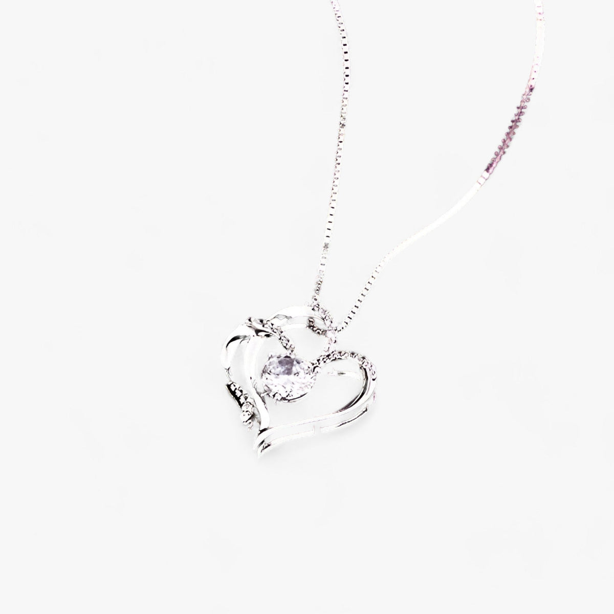 Zirkonia hartketting met geschenkdoos, 45 cm