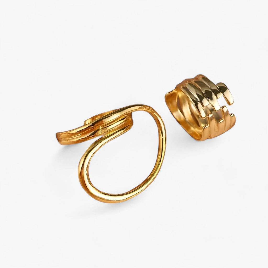 Verstelbare geometrische statement ring in zilverkleur