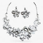 Enamel Flower Necklace and Earring Set, 42cm