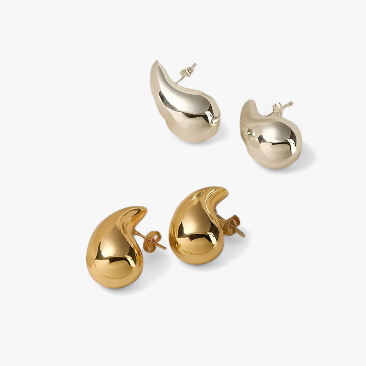 Grove druppeloorbellen, 18K verguld sterling zilver