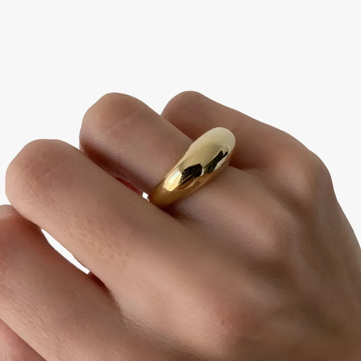 Ring met geometrisch patroon in roestvrij staal, goudkleurig