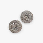 Ronde oorstekers met witte zirkoon, vintage omlijsting