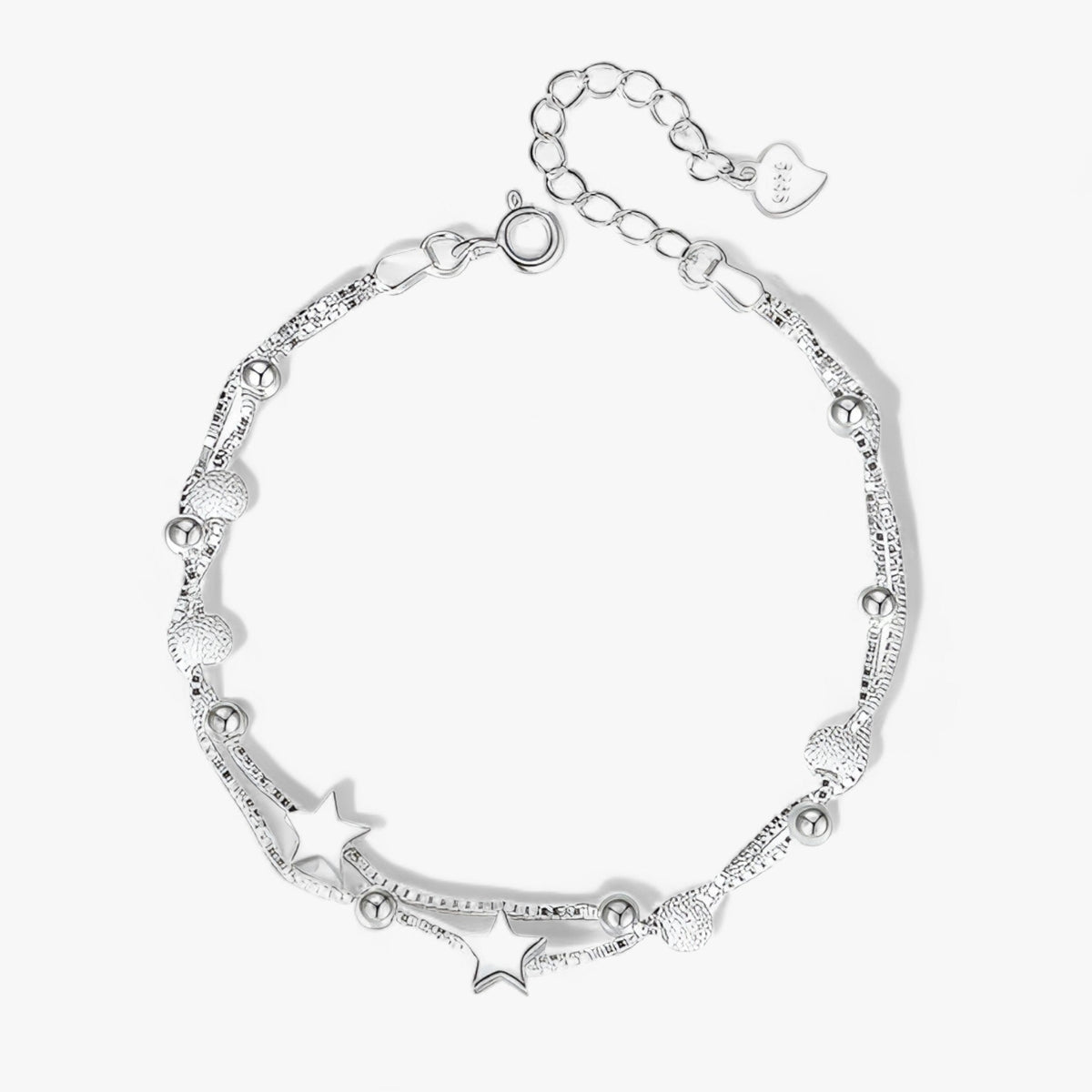 Sterling zilveren armband met sterren, 19 cm