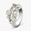 Tweekleurige ring met cubic zirkonia in het midden