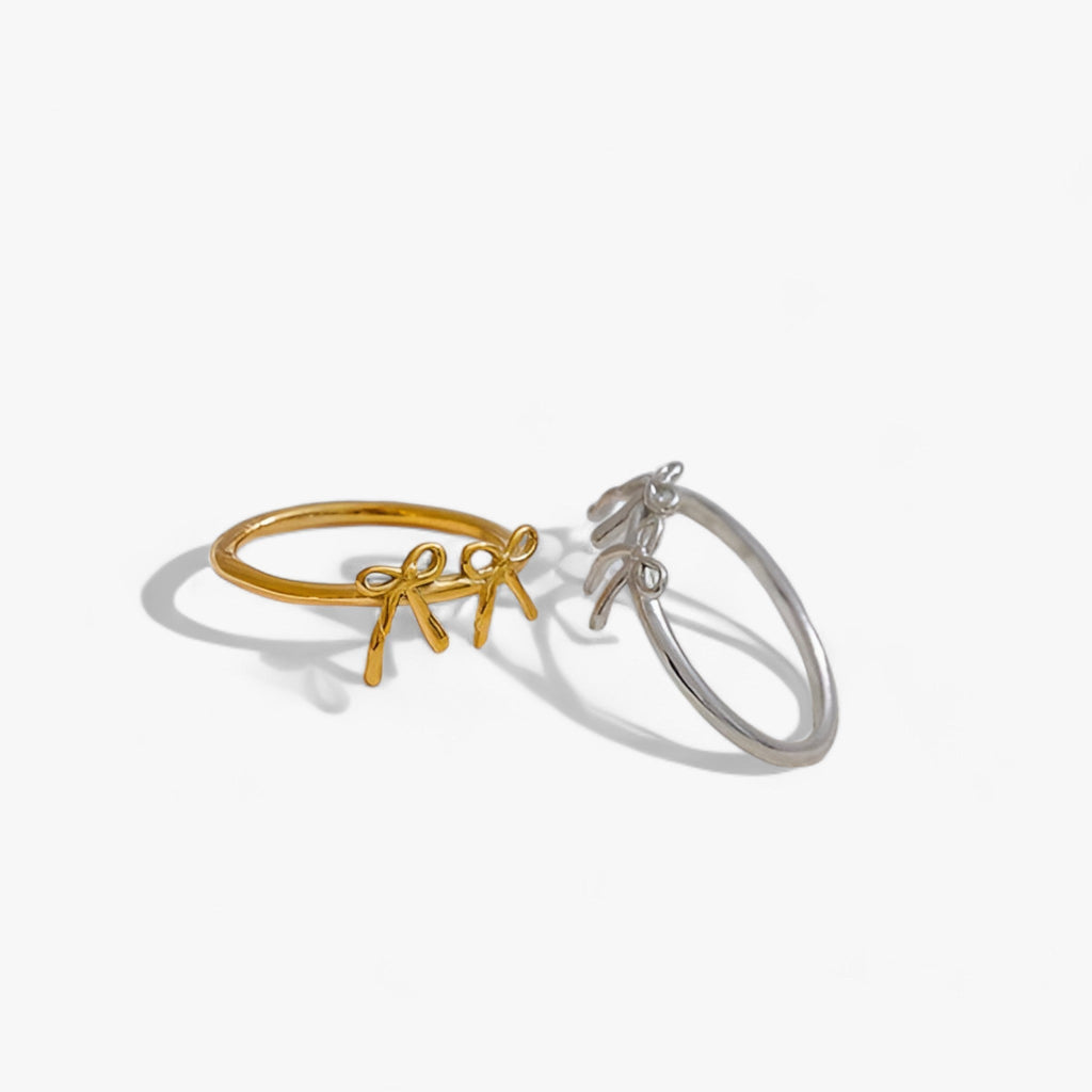 Ring met knoopdetail in 18K PVD-gecoat roestvrij staal