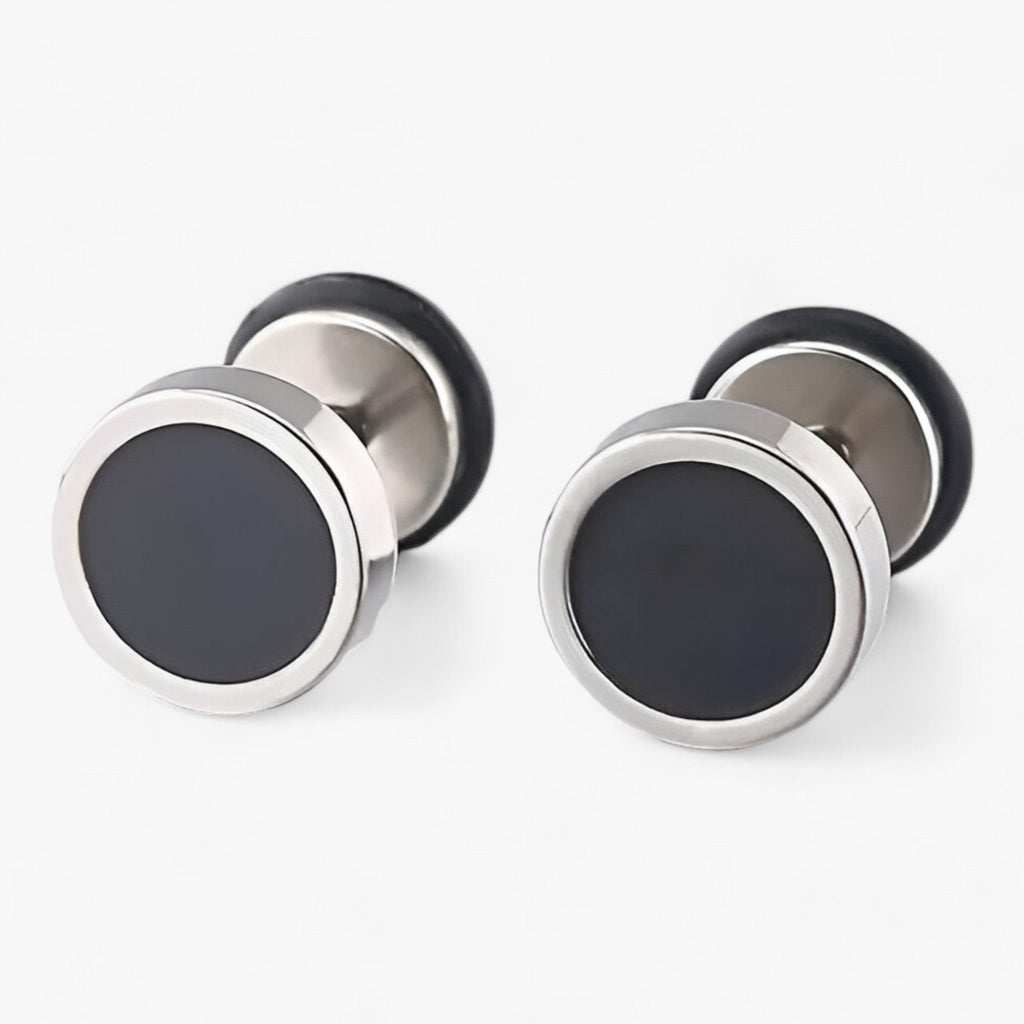 Round Titanium Steel Earrings with Vintage Finish