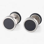 Round Titanium Steel Earrings with Vintage Finish